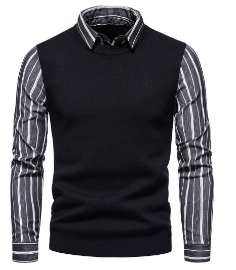 Men's Knitwear Coat with Lapel and Sweater Layering