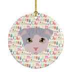 Ukrainian Levkoy Cat Christmas Ceramic Ornament