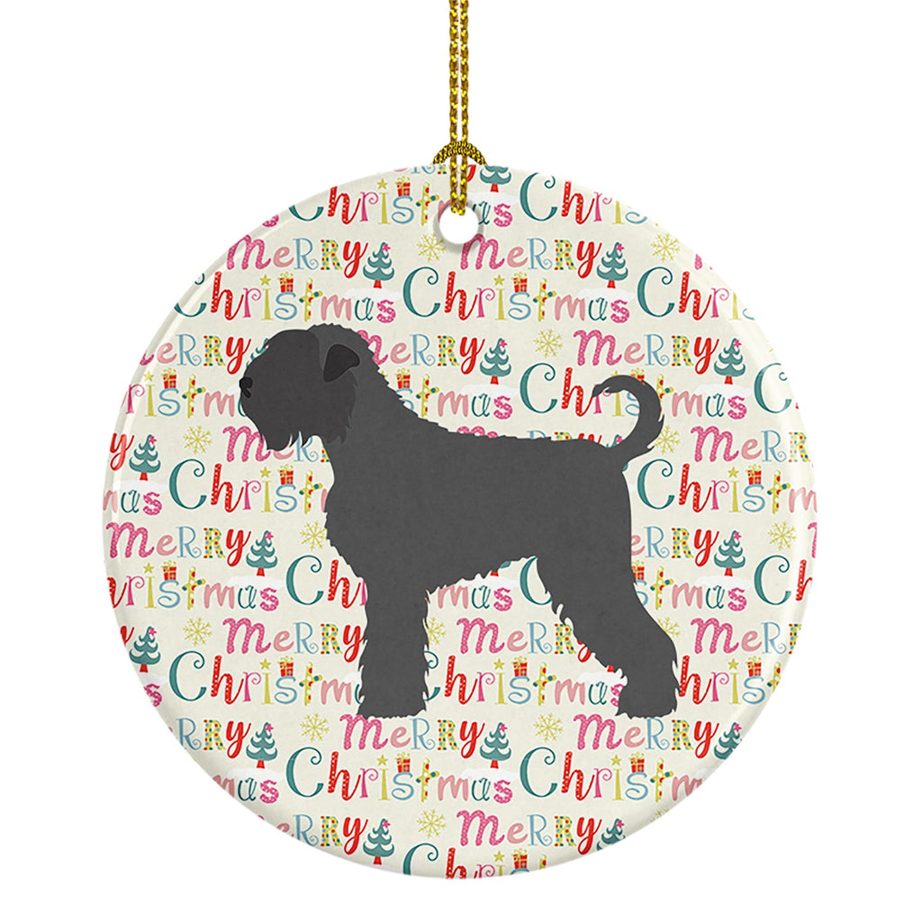 Black Russian Terrier Merry Christmas Ceramic Ornament