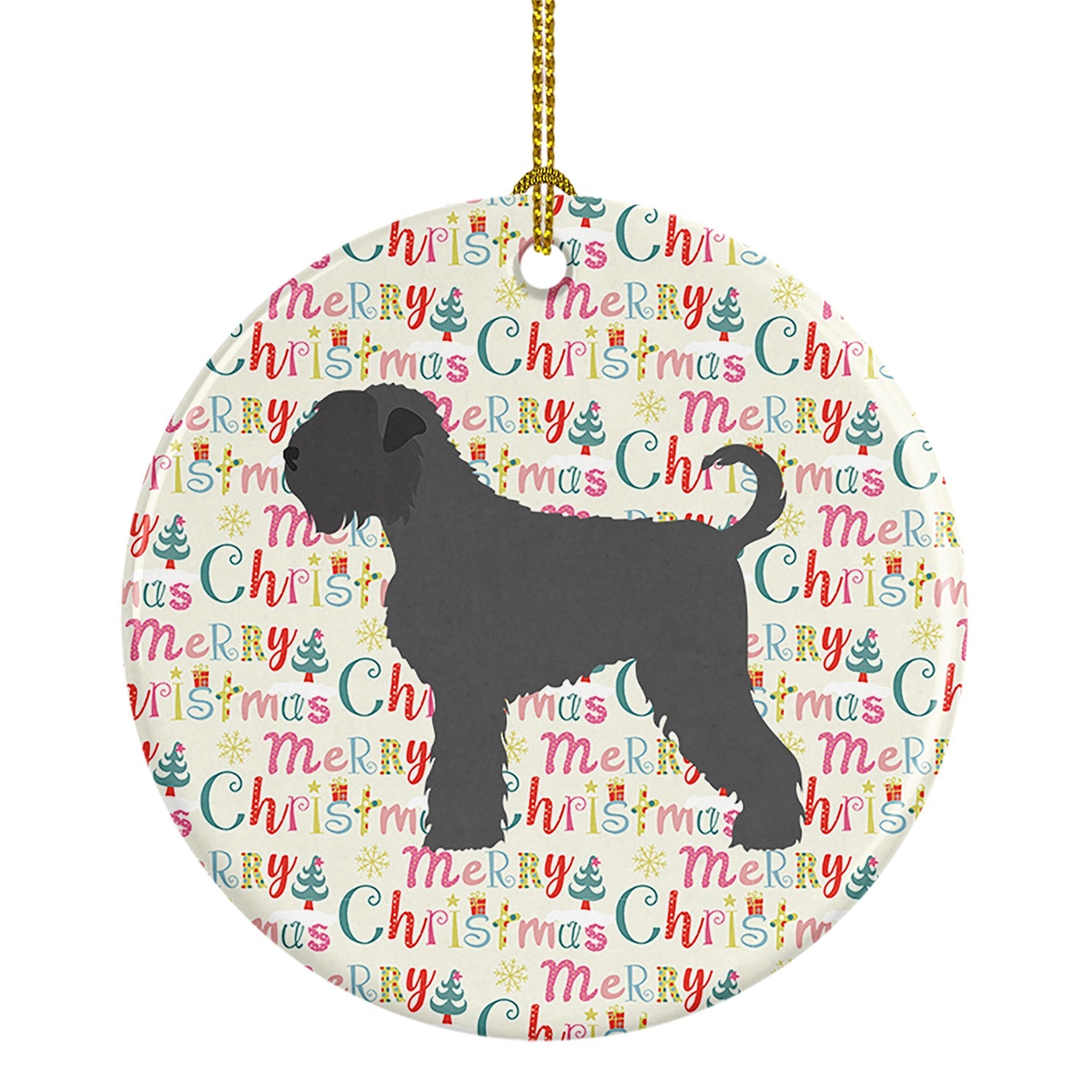 Black Russian Terrier Merry Christmas Ceramic Ornament