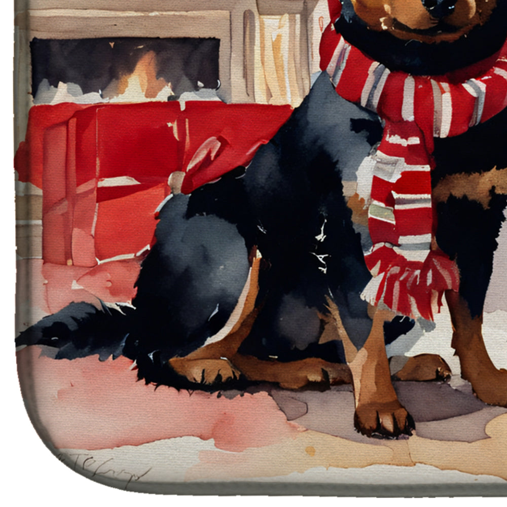 Lancashire Heeler Cozy Christmas Dish Drying Mat