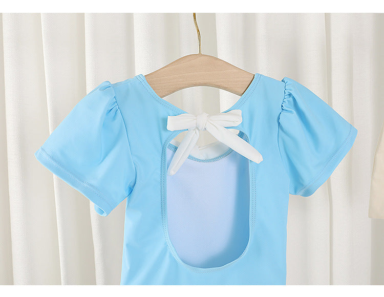 3Pcs Girls Bikini Set with Ruffle Skirt and Caps