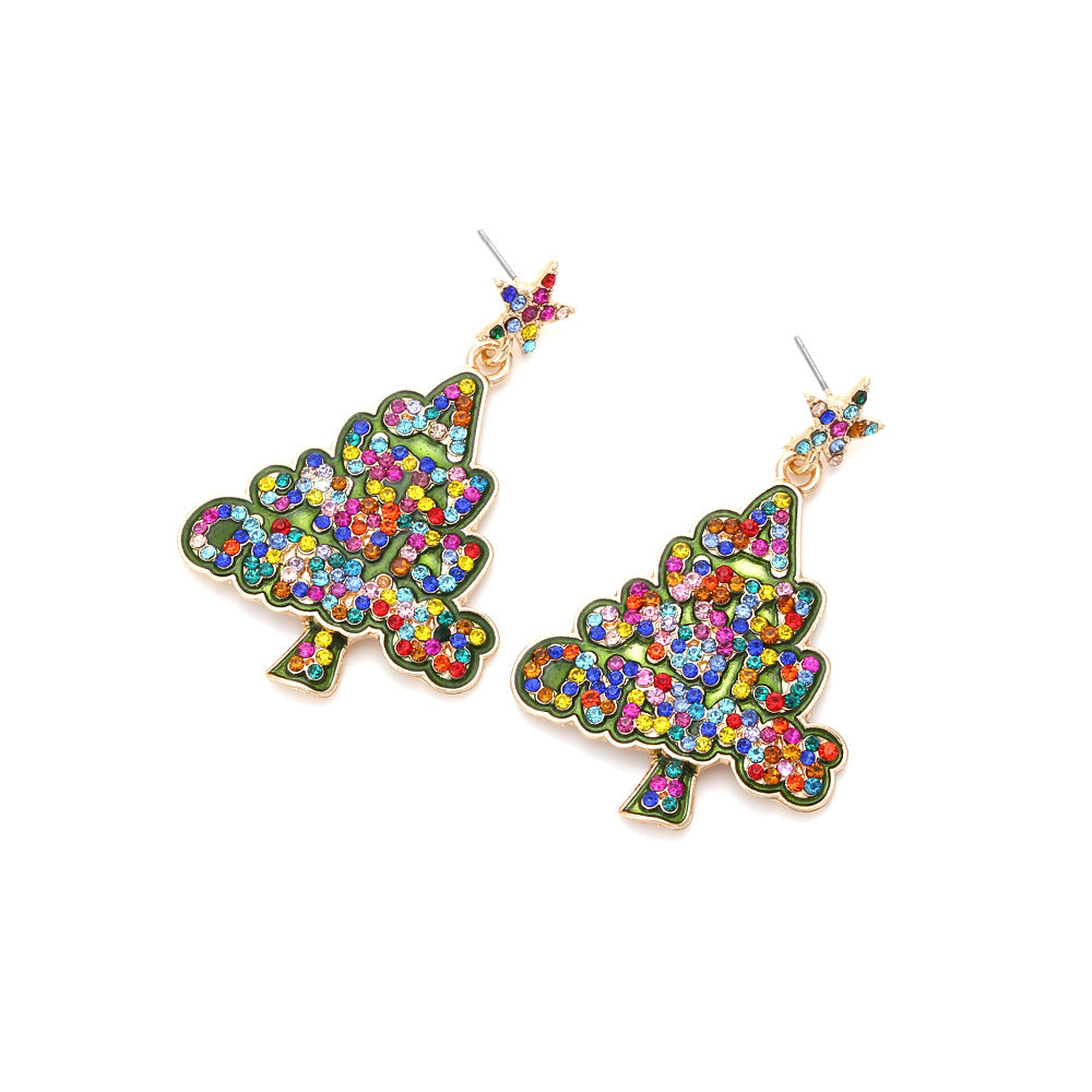 Fashionable Star Letter Pearl Christmas Tree Earrings