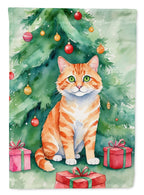 Cheetoh Cat By the Christmas Tree Garden Flag