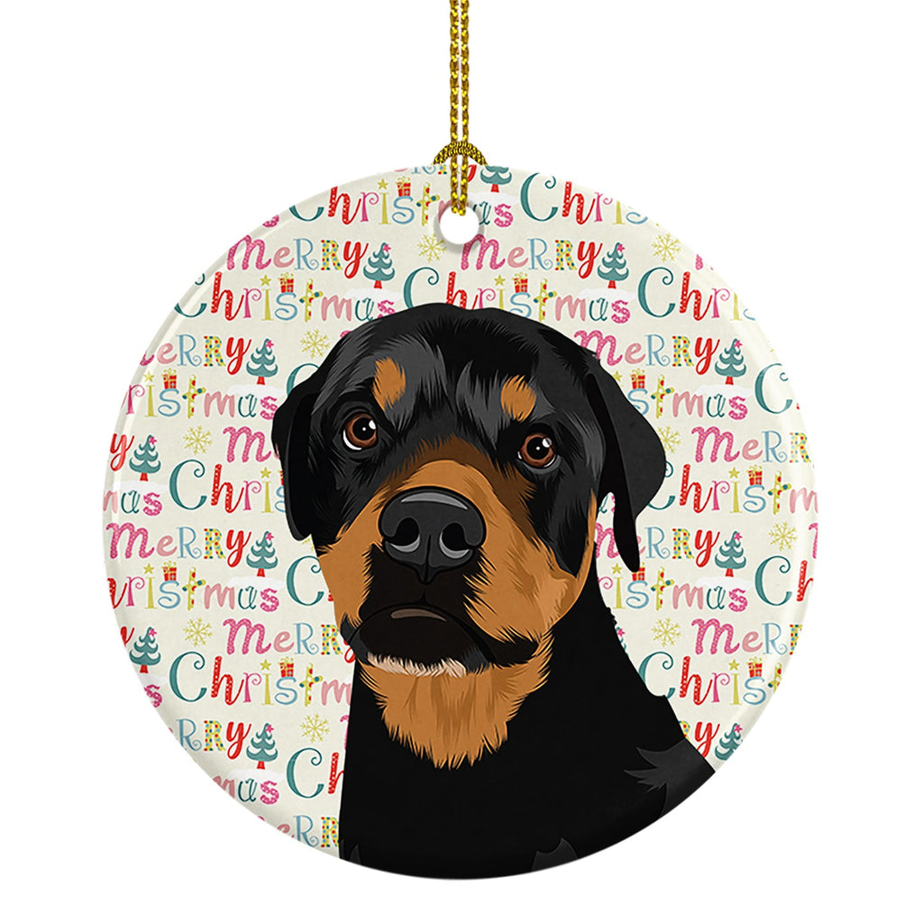 Rottweiler Black and Rust Christmas Ceramic Ornament