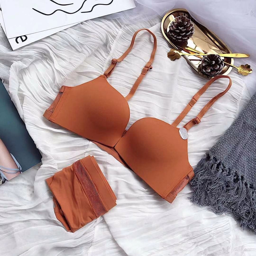 Invisible Front Closure Wireless Bra Set for Women