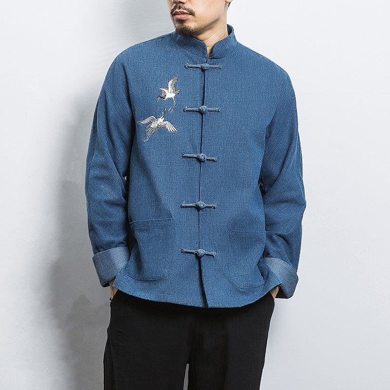 Men's Traditional Chinese Tangzhuang Jacket with Collar