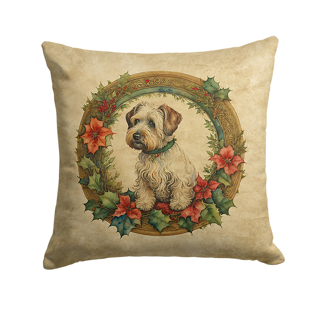 Sealyham Terrier Christmas Flowers Throw Pillow