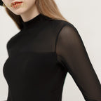 Spring Women's Sexy Mesh Turtleneck Bottoming Shirt