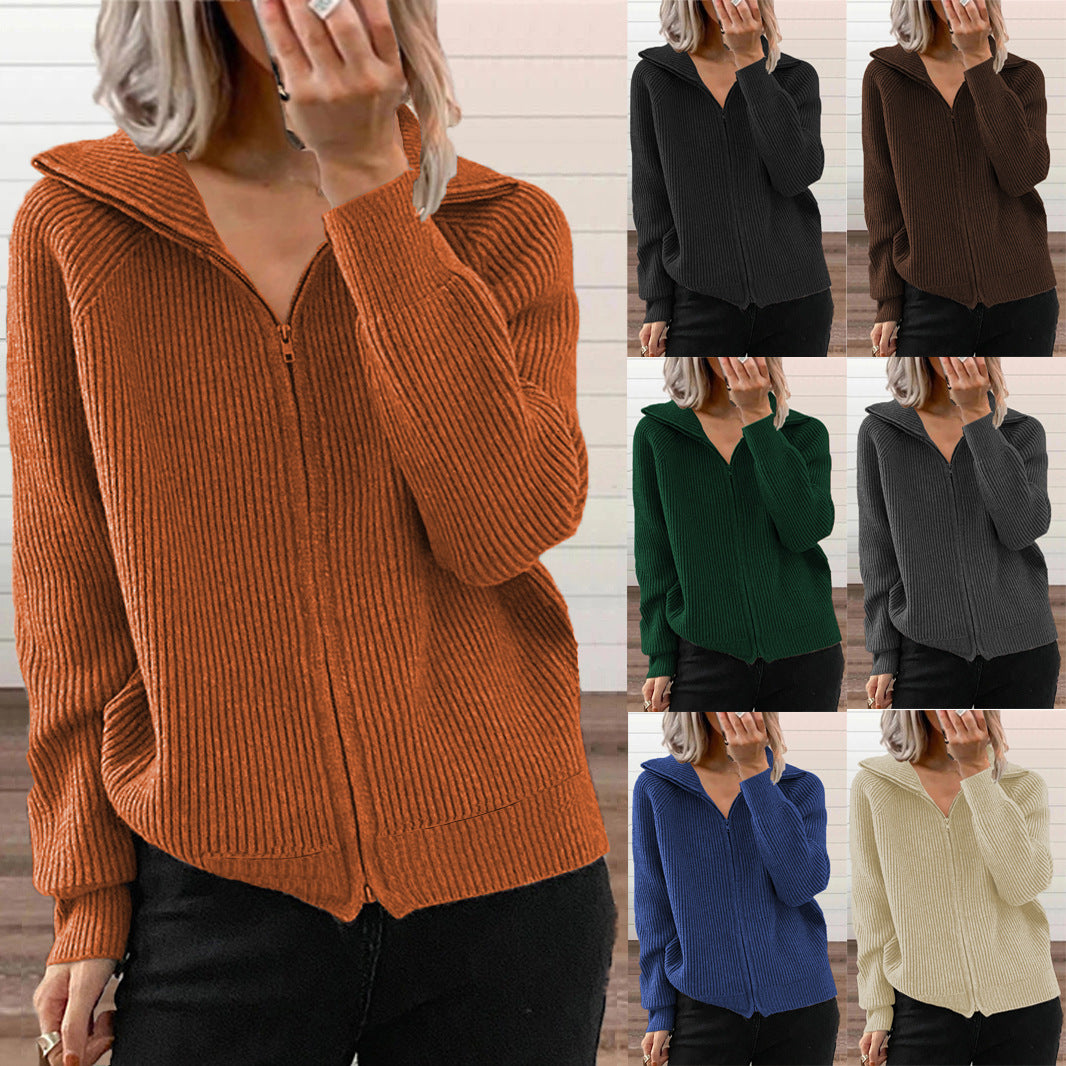 Women's Casual Loose Knitwear Coat with Stripes