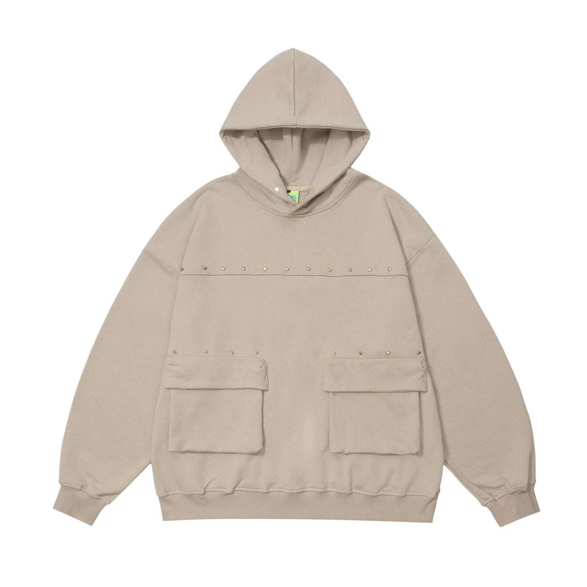 Men's Hooded Terry Sweater with Multi-Pocket Rivets
