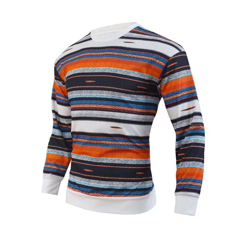 Men's Casual Loose Waffle Knit Round Neck Sweater