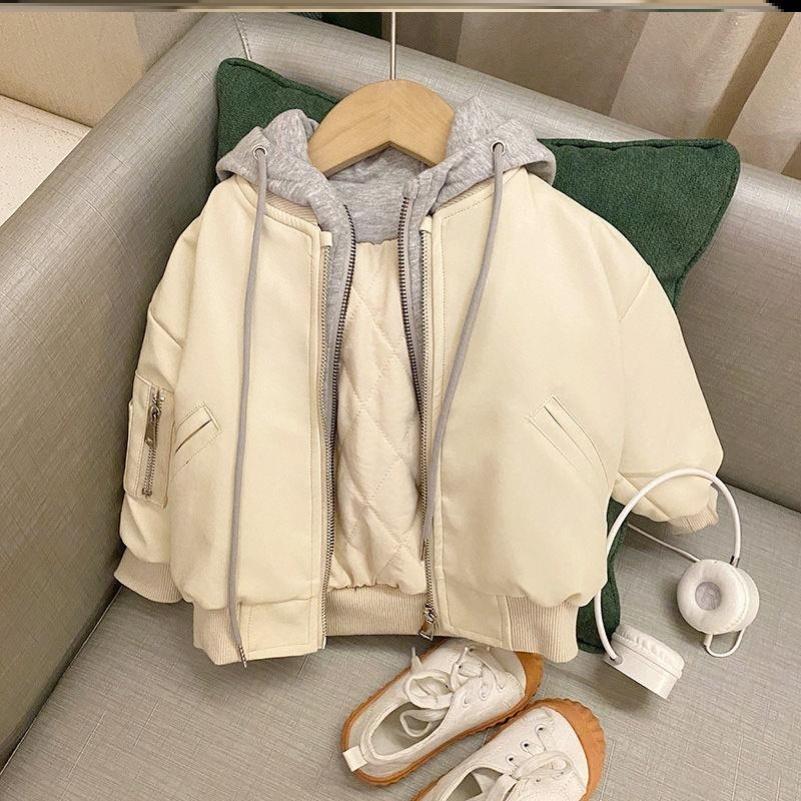 Boys' Thick Leather Coat for Autumn and Winter