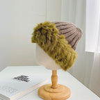 Women's Wool and Fur Spliced Fisherman's Hat | Embroidered Cap