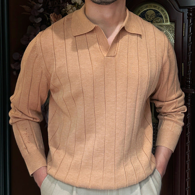 2023 Fall Slim Fit Lapel Knit Sweater for Men