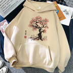 Autumn and Winter Peach Tree Polyester Hooded Sweater