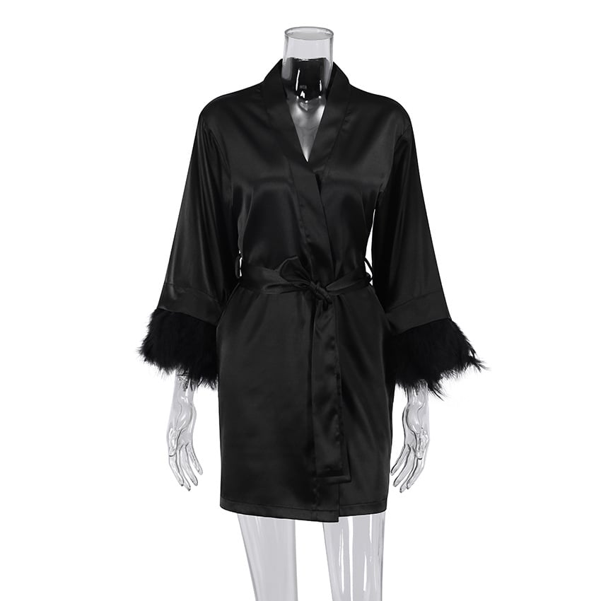 Stylish European-American White Feather Nightgown