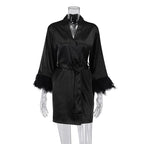 Stylish European-American White Feather Nightgown