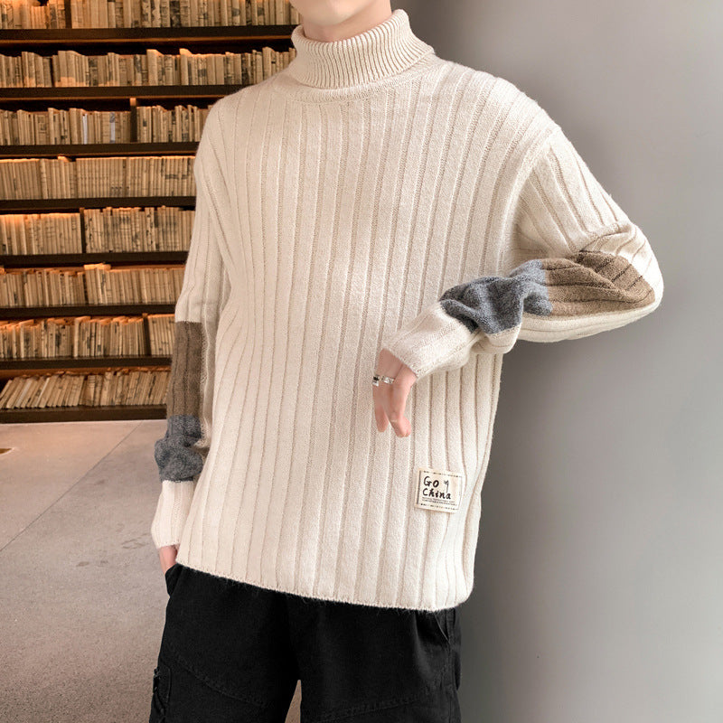 Men's Casual Loose High Neck Long Sleeve Sweater
