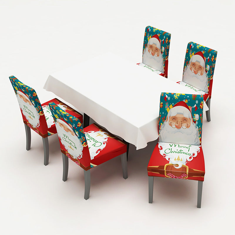 Christmas Digital Print Chair Covers and Tablecloth Set