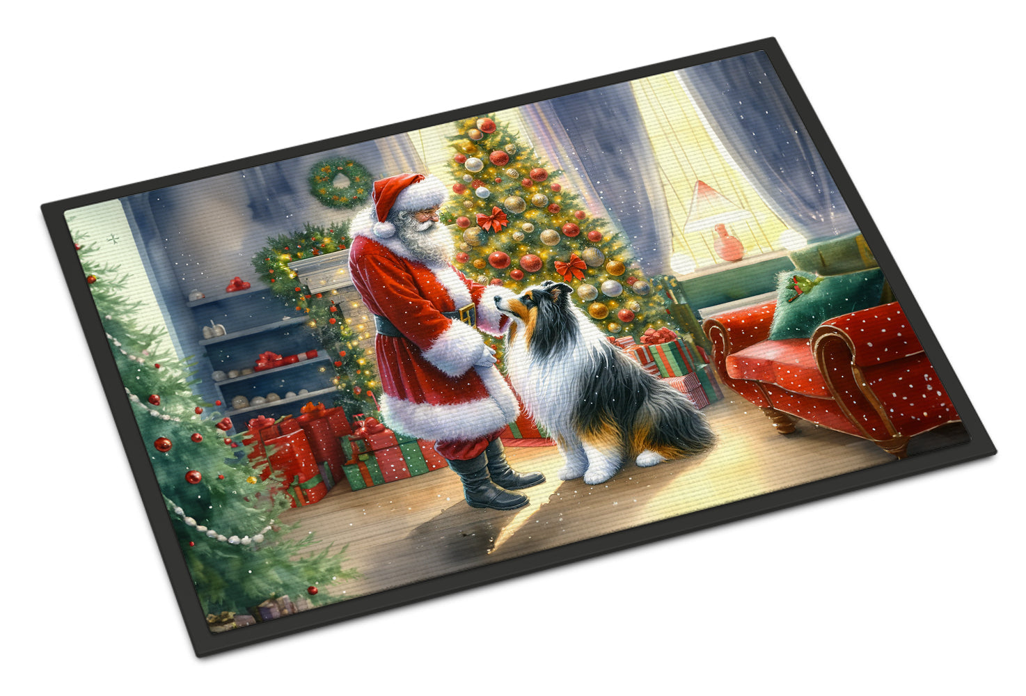 Collie and Santa Claus Doormat