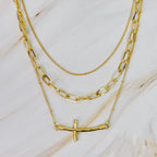 Side Hanging Cross Layered Chain Necklace | Christian Jewelry