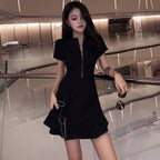 2020 Women's Stylish Black Dress with Ruffle Hem