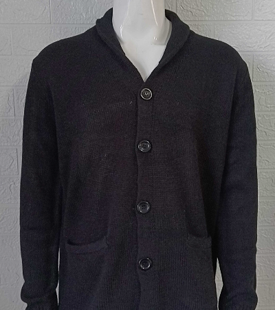 Men's Thickened Knitted Coat with Pockets and Buttons