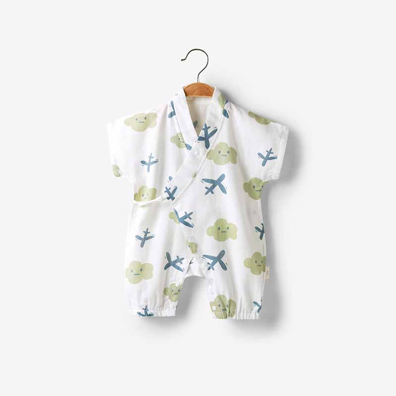 Cotton Gauze Baby Monk Robe Short Sleeve Bodysuit