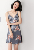 New Silk Pajamas, Women's Summer Crane Slip Dress