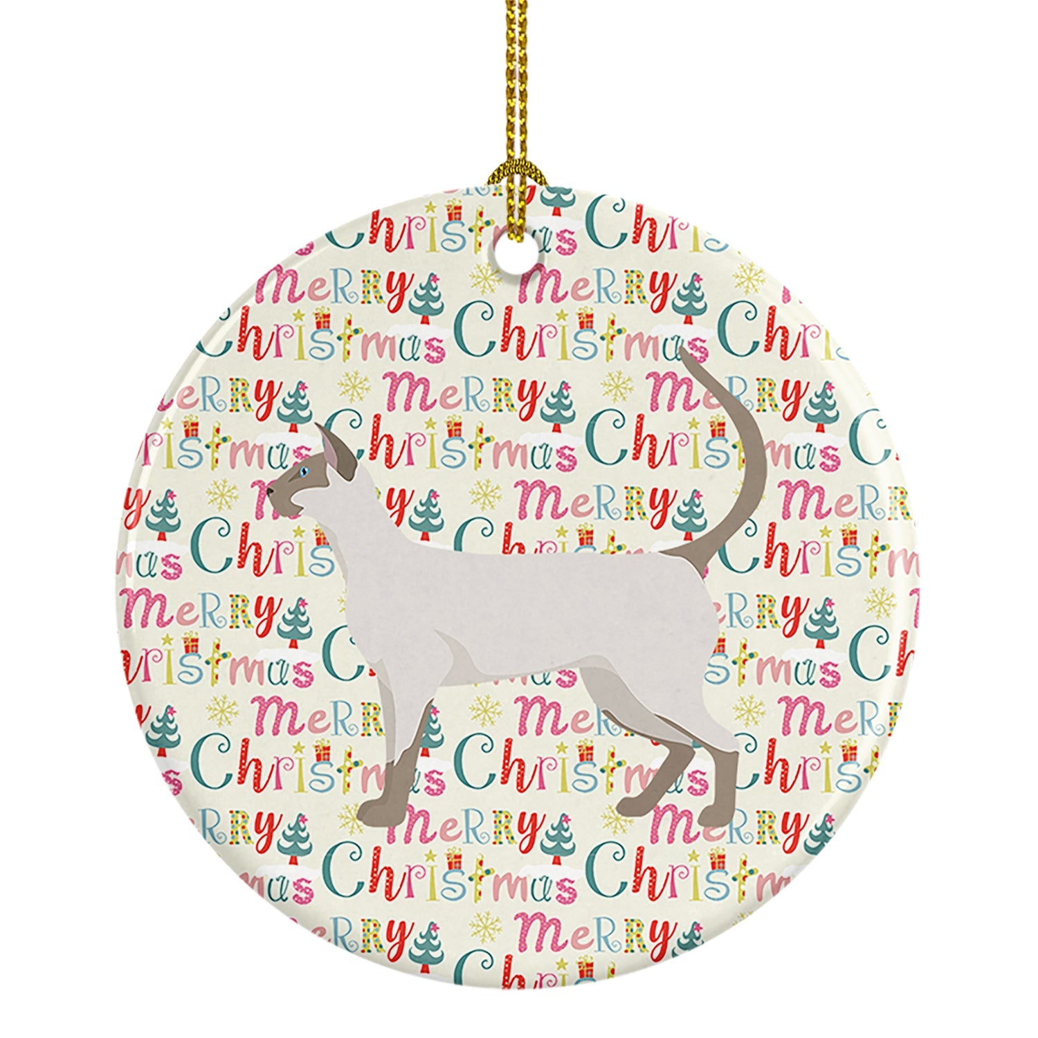 Siamese modern #1 Cat Christmas Ceramic Ornament