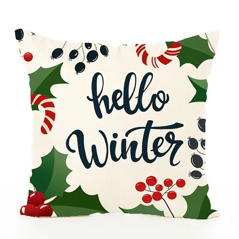 Merry Christmas Linen Cushion Cover 18x18 Inch