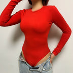 Chic Solid Color Slim Fit Bodysuit for Fall 2020