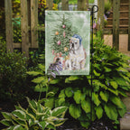 Bulldog, English Bulldog Christmas Presents and Tree Garden Flag
