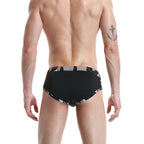 Men's Low-Waist Camo-Trim Swim Briefs