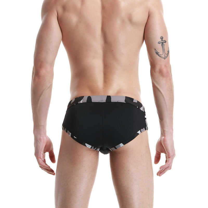 Men's Low-Waist Camo-Trim Swim Briefs