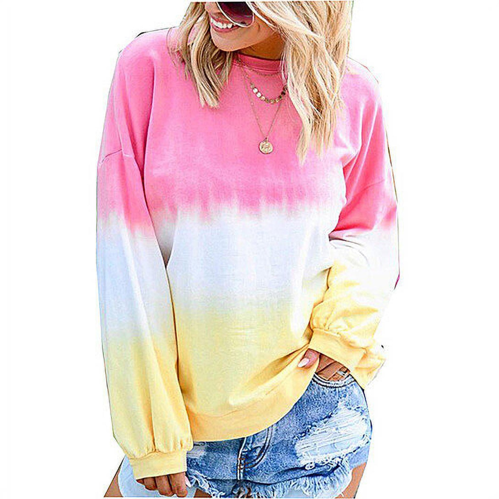 Women's Long Sleeve Rainbow Gradient Sweatshirt | Streetwear