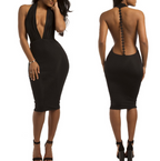 Black Midi Dress with Open Back