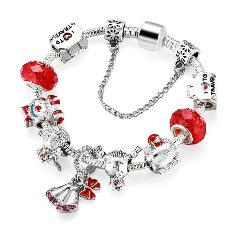 Ancient Silver Color Christmas Tree Beaded Bracelet