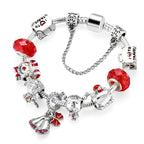 Ancient Silver Color Christmas Tree Beaded Bracelet