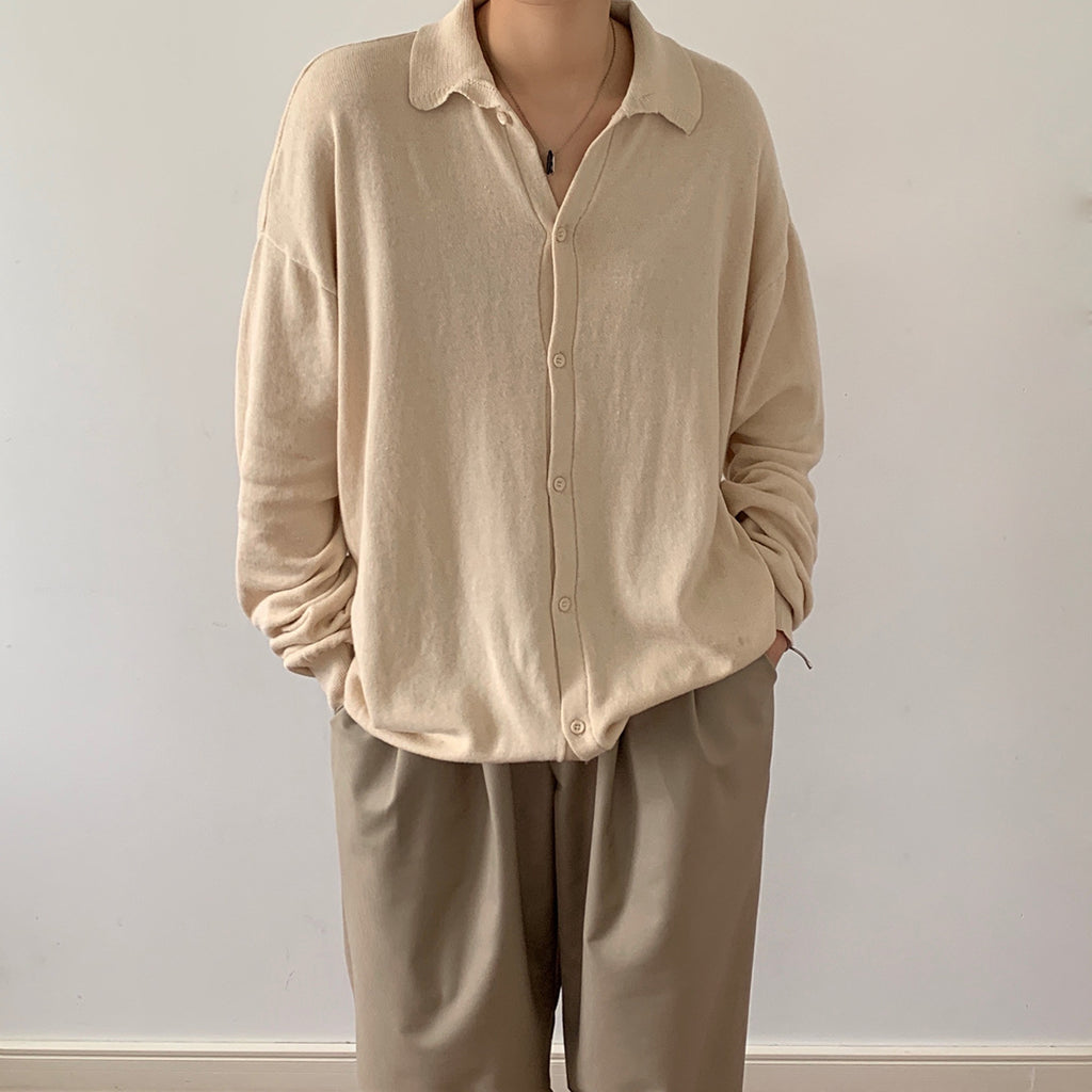 Men's Loose Lapel Single Breasted Cardigan Sweater