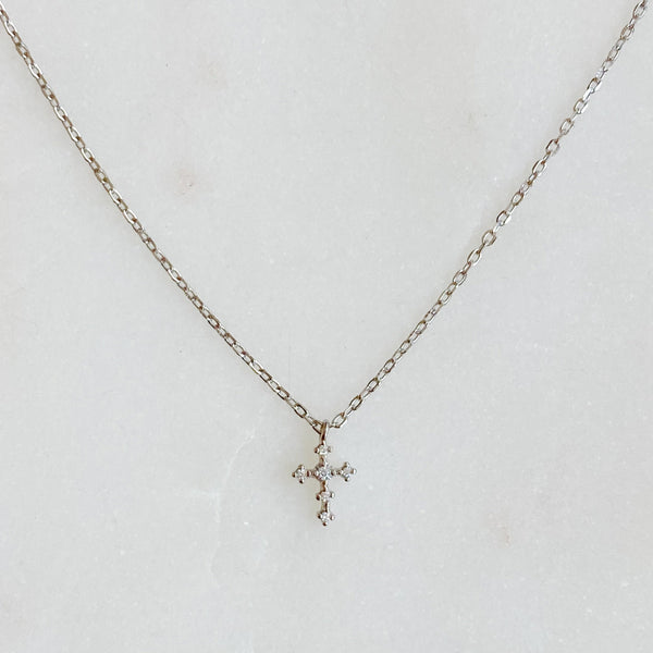 Dainty CZ Cross Pendant Necklace