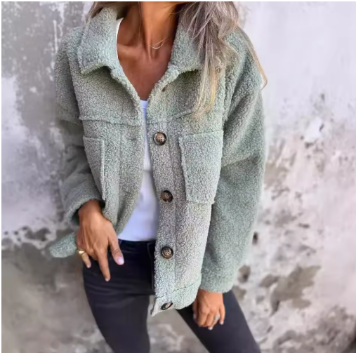 Single-Breasted Lamb Wool Coat