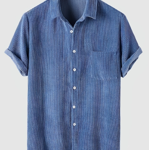 Textured Casual Men's Corduroy Shirt (One Piece)