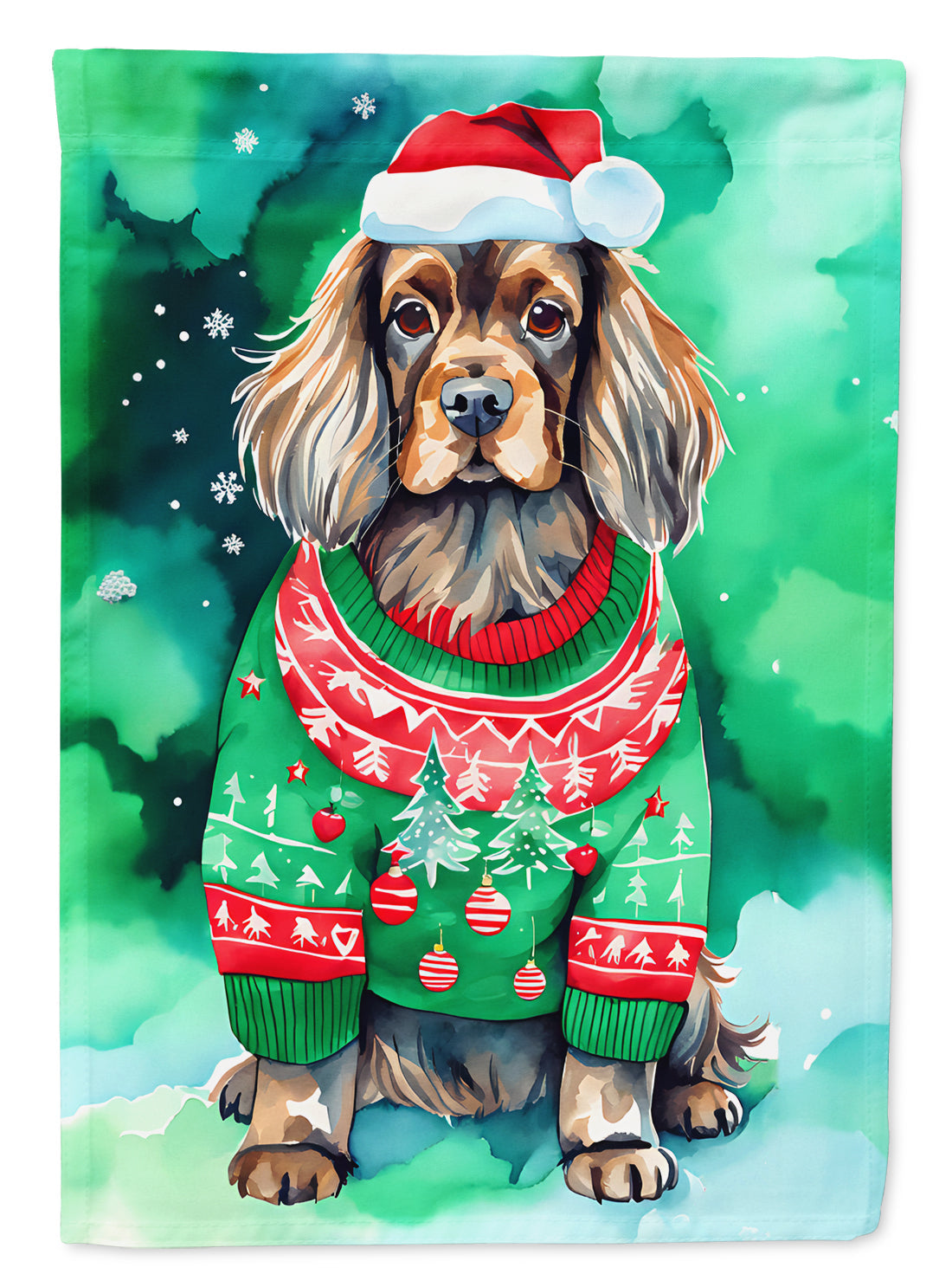 Sussex Spaniel Christmas House Flag