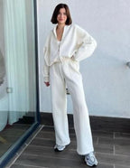 Loose Zip Sweater Casual Trousers Suit