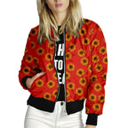 Floral Women's Spring Summer Long Sleeve Bomber Jacket