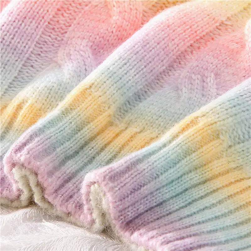 Rainbow Tie Dye Oversized Pullover Sweater for Women | Streetwear