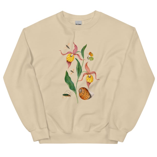 Orchid Flower Sweatshirt - Floral Print Crew Neck | Streetwear