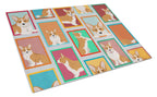 Lots of Red Cardigan Corgi Glass Cutting Board